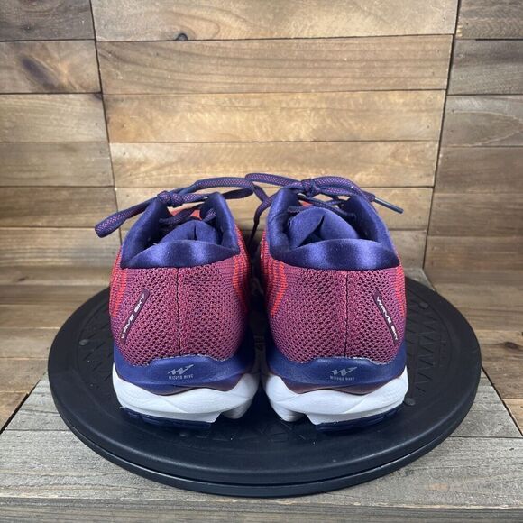 Mizuno Running Shoes Womens 8.5 Wave Sky Sneakers Red Knit Road Training Workout - Picture 4 of 10